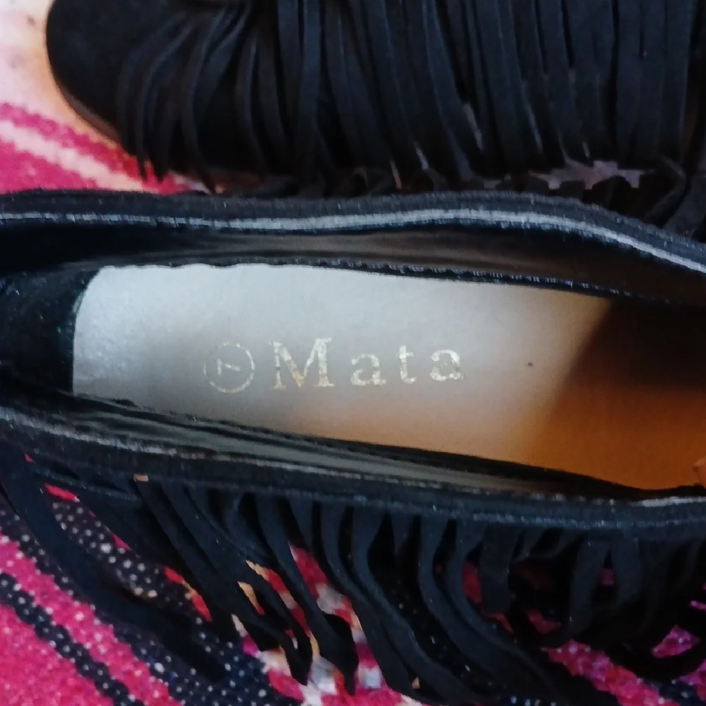 Mata Black Fringe‎ Ankle Boots Size 7 Womens